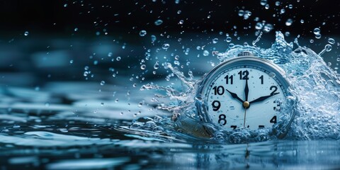Fototapeta na wymiar Clock Floating in Middle of Water. Generative AI