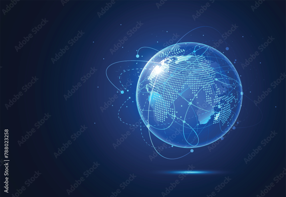Poster global network connection. world map point and line composition concept of global business. vector i