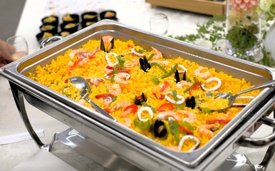 Paella is a traditional dish from Valencia.