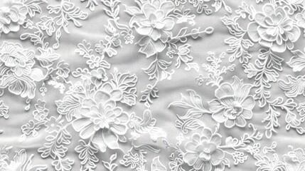 seamless texture of delicate white Chantilly lace with floral patterns and fine details