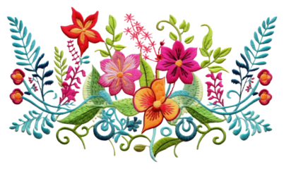 PNG Nature border embroidery pattern plant