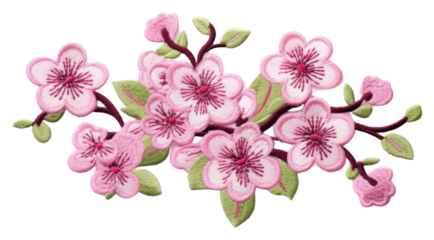 PNG Sakura embroidery blossom pattern