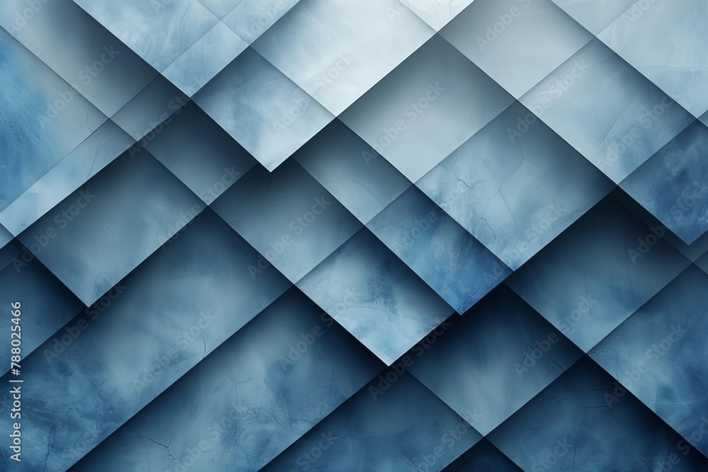 Poster chevron pattern with textured blue geometric tiles, offering a visually structured and stylish image