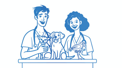 Horizontal banner with pair of veterinarians holding