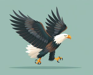 Eagle 3d, cartoon, flat design