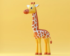 Giraffe 3d, cartoon, flat design