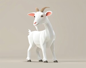 Obraz na płótnie Canvas Goat 3d, cartoon, flat design