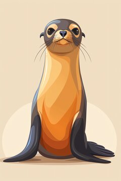 Seal 3d, cartoon, flat design