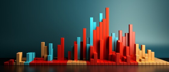 3D minimalist bar graph with declining arrows indicating budget cuts,