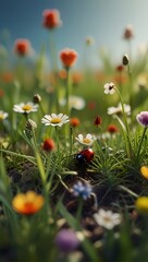 field of red poppies, ai generated