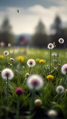dandelion in the meadow, ai generated