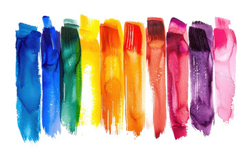 Rainbow watercolor brush splash, collection of abstract watercolour multicolor brush strokes texture