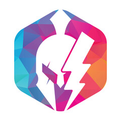 Spartan thunder logo design vector. Energy Vector Logo with spartan symbol vector design