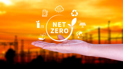 Net Zero and Carbon Neutral Concepts, Net zero greenhouse gas emissions target, Climate neutral...