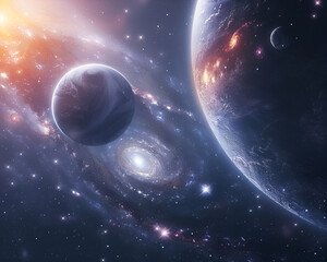 Planets and galaxy science fiction wallpaper Beauty of deep space
