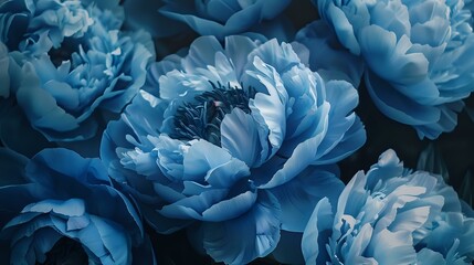 Elegant Blue Peonies with Soft Colors