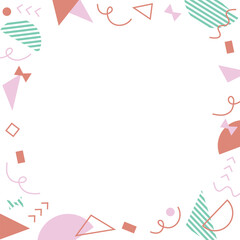 かわいいポップでガーリーなメンフィス、レトロなフレーム囲み枠(1:1)