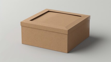 A 3D rendering of a realistic box or a realistic box mockup is shown