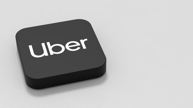 Uber App Icon on Gray Background with Copy Space