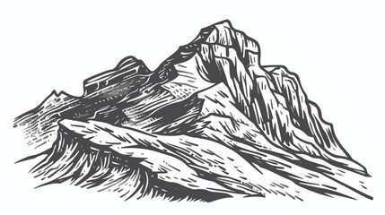 Mountain ridge or natural landmark hand drawn in vint