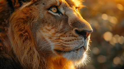 close up of a lion face