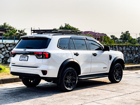 17 April 2024, Chonburi Thailand, Ford Everest next gen car standing on the park, Close up of PPV car.