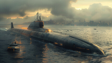 modern submarine in the sea