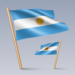 Vector illustration of two 3D-style flag icons of Argentina isolated on light background. Created using gradient meshes, EPS 10 vector design elements from world collection