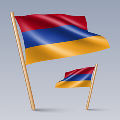 Vector illustration of two 3D-style flag icons of Armenia isolated on light background. Created using gradient meshes, EPS 10 vector design elements from world collection