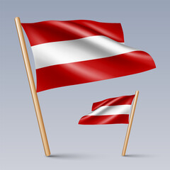 Vector illustration of two 3D-style flag icons of Austria isolated on light background. Created using gradient meshes, EPS 10 vector design elements from world collection