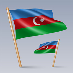 Vector illustration of two 3D-style flag icons of Azerbaijan isolated on light background. Created using gradient meshes, EPS 10 vector design elements from world collection