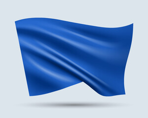 Vector illustration of 3D-looking blue color flag template isolated on light background. Created using gradient meshes, EPS 10 vector