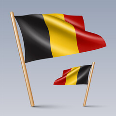 Vector illustration of two 3D-style flag icons of Belgium isolated on light background. Created using gradient meshes, EPS 10 vector design elements from world collection