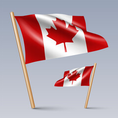Vector illustration of two 3D-style flag icons of Canada isolated on light background. Created using gradient meshes, EPS 10 vector design elements from world collection