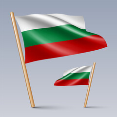 Vector illustration of two 3D-style flag icons of Bulgaria isolated on light background. Created using gradient meshes, EPS 10 vector design elements from world collection