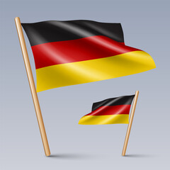 Vector illustration of two 3D-style flag icons of Germany isolated on light background. Created using gradient meshes, EPS 10 vector design elements from world collection