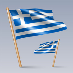 Vector illustration of two 3D-style flag icons of Greece isolated on light background. Created using gradient meshes, EPS 10 vector design elements from world collection