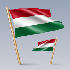 Vector illustration of two 3D-style flag icons of Hungary isolated on light background. Created using gradient meshes, EPS 10 vector design elements from world collection