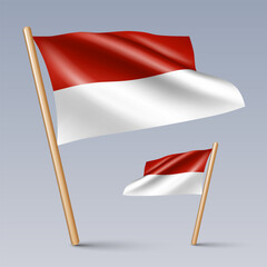 Vector illustration of two 3D-style flag icons of Indonesia isolated on light background. Created using gradient meshes, EPS 10 vector design elements from world collection