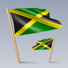 Vector illustration of two 3D-style flag icons of Jamaica isolated on light background. Created using gradient meshes, EPS 10 vector design elements from world collection