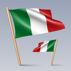 Vector illustration of two 3D-style flag icons of Italy isolated on light background. Created using gradient meshes, EPS 10 vector design elements from world collection