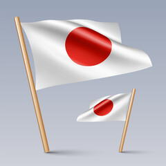 Vector illustration of two 3D-style flag icons of Japan isolated on light background. Created using gradient meshes, EPS 10 vector design elements from world collection