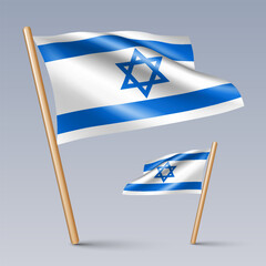 Vector illustration of two 3D-style flag icons of Israel isolated on light background. Created using gradient meshes, EPS 10 vector design elements from world collection