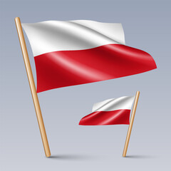 Vector illustration of two 3D-style flag icons of Poland isolated on light background. Created using gradient meshes, EPS 10 vector design elements from world collection
