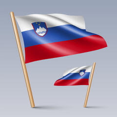 Vector illustration of two 3D-style flag icons of Slovenia isolated on light background. Created using gradient meshes, EPS 10 vector design elements from world collection