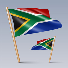 Vector illustration of two 3D-style flag icons of South Africa isolated on light background. Created using gradient meshes, EPS 10 vector design elements from world collection