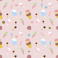 Seamless patter of ice cream on  background for background and texture wrapping paper concept