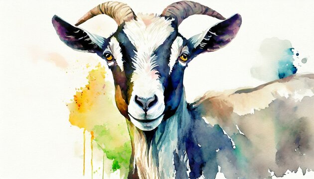 watercolor paint same color farm goat
