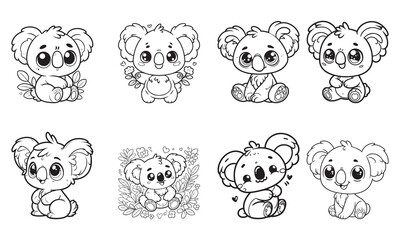 Cute animal cartoon vector illustration black and white for coloring book.