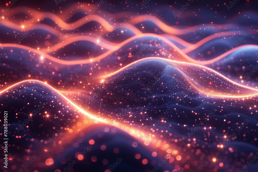 Poster an artistic rendering of dark waves highlighted with glowing red accents suggests a sense of warmth